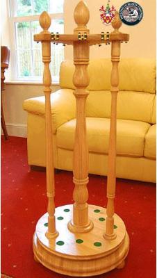 Hand Made and hand carved revolving cue rack